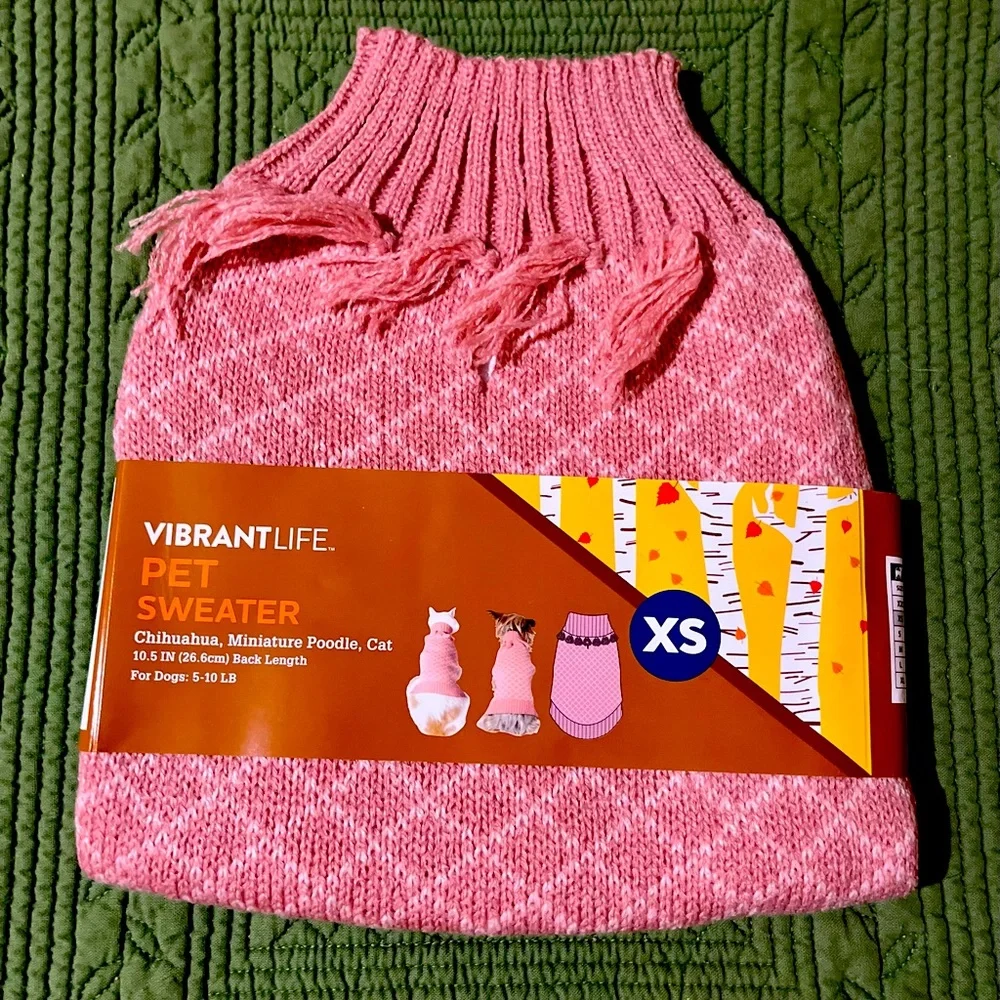 🥳HP🥳 Cat Pink Tassels Adorable Pet Sweater Little XS Kitten Pup Rabbit 🐰